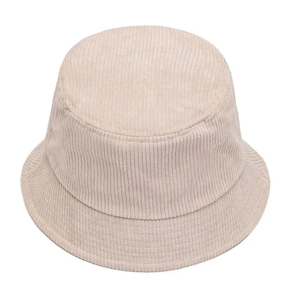 Women Winter Bucket Hat Corduroy Faux Fur Warm Fisherman Cap