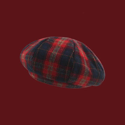 Red Christmas Beret For Women - Autumn Winter Retro