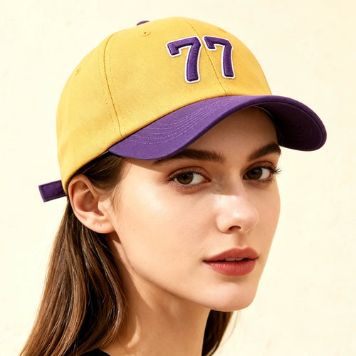 European and American Style Patchwork Embroidered Number 77 Baseball Cap