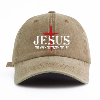 1 Pc Jesus Cross Print Washed Baseball Cap