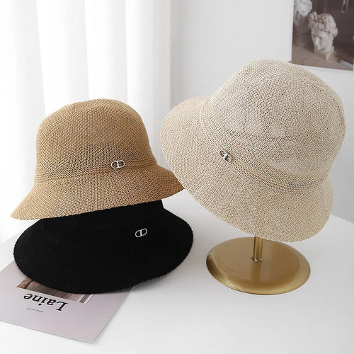 Bucket Hat Sun Protection For Women Korean Minimalist Knit Fisherman Cap