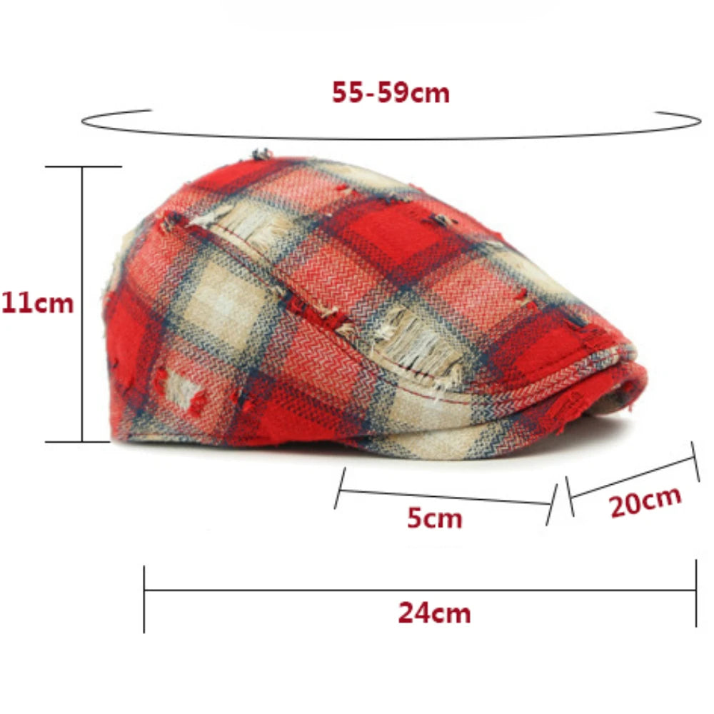 Men Women Vintage Artist Painter Plaid Beret Hat