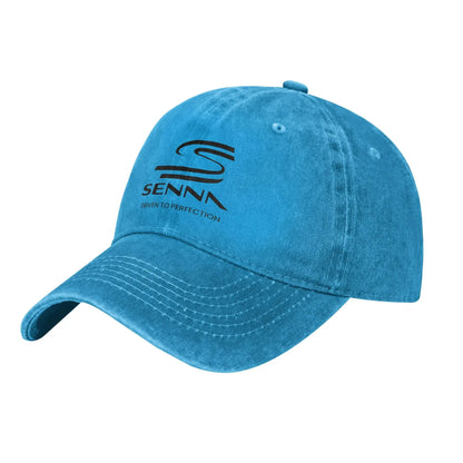 Ayrton Senna Racing Car Baseball Caps Retro Distressed Washed  Sun Cap Unisex