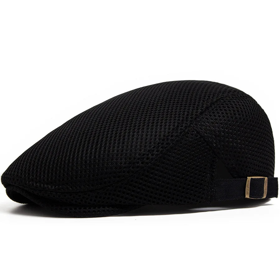Men Summer Hollow Mesh Beret Breathable Vintage Forward Cap