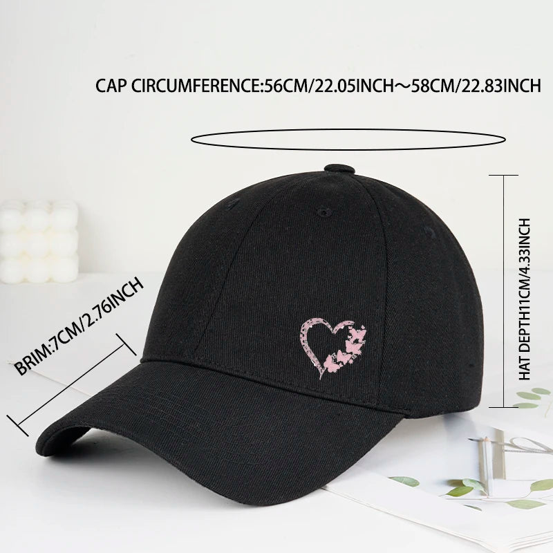 Butterfly Heart Print Baseball Cap