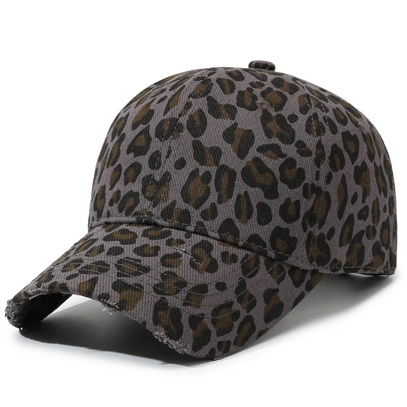 Trendy Unisex Leopard Printed Baseball Cap, Stylish Round Top Hat