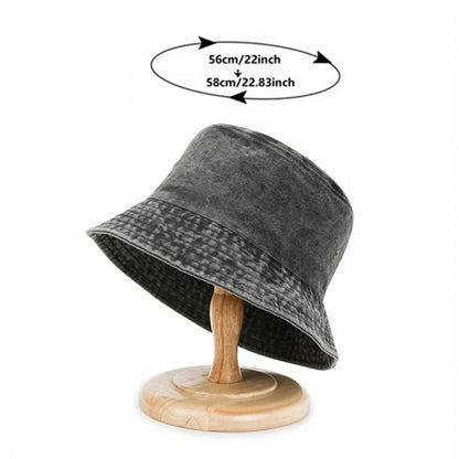 Classic Unisex Denim Bucket Hat Solid Color Washed Distressed Sun Hats