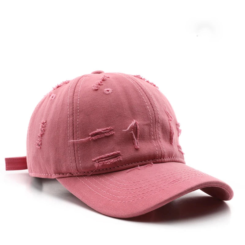 Vintage Distressed Baseball Cap, Casual Adjustable Cotton Hat