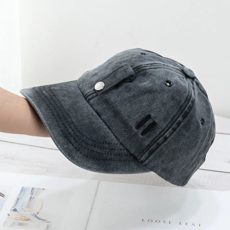 Cat Ears Sunglasses Baseball Cap Y2K Cotton Washed Women And Men