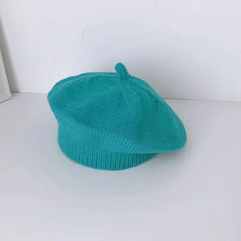 Flower Baby Beret Hat Winter Warm Knitted Beanie Cap