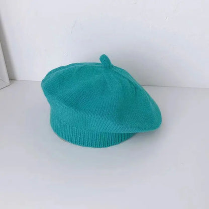 Flower Baby Beret Hat Winter Warm Knitted Beanie Cap