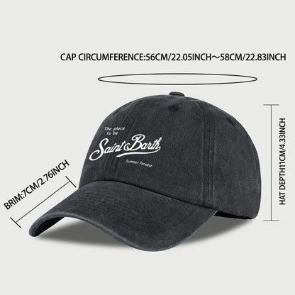 Saint Barth "The Place To Be" Print Washed Baseball Cap