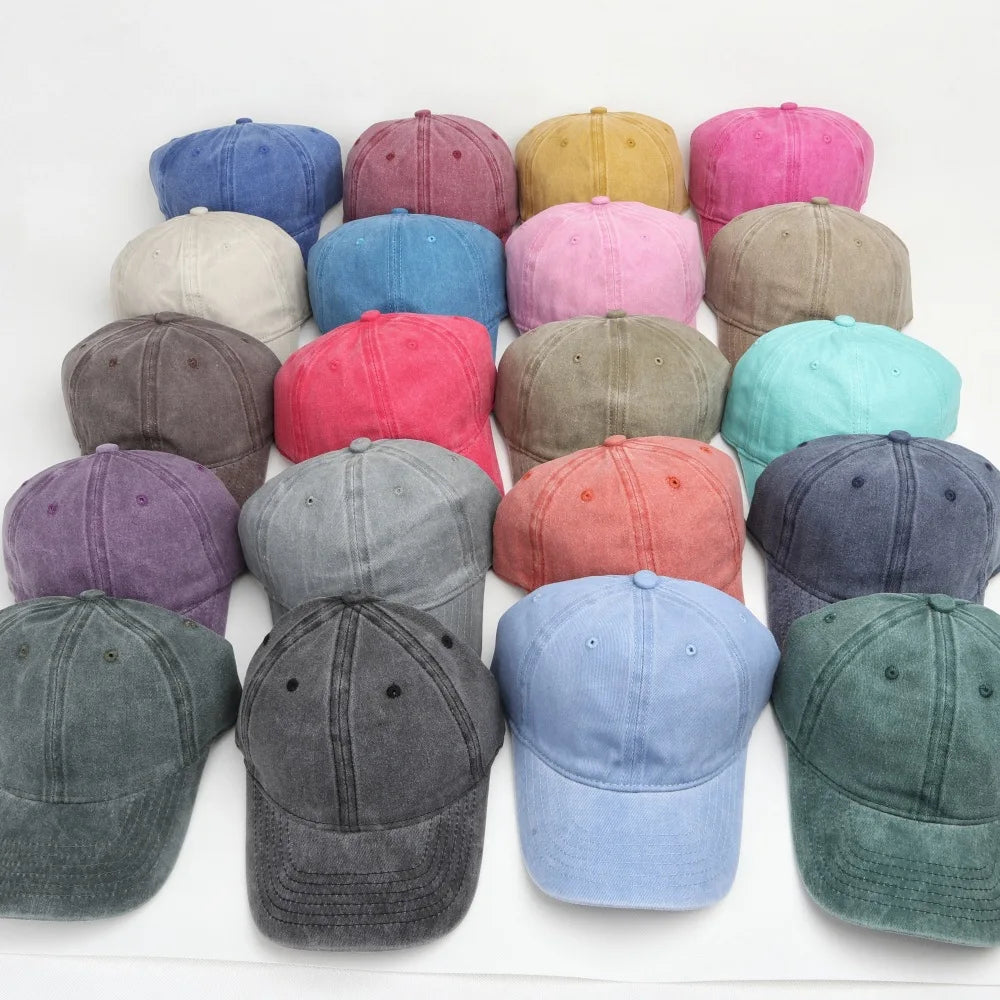 Vintage Wash Cotton Baseball Cap Unisex Plain Soft Crown Sun Visor Dad Hat