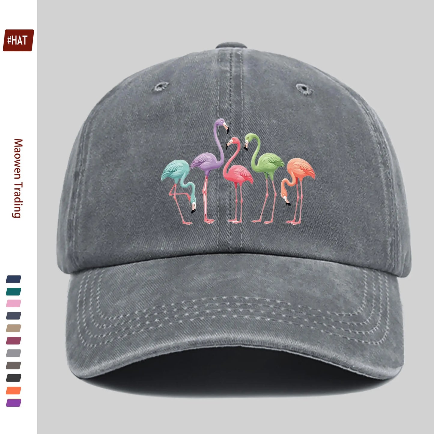 Colorful Flamingo Print Baseball Hat