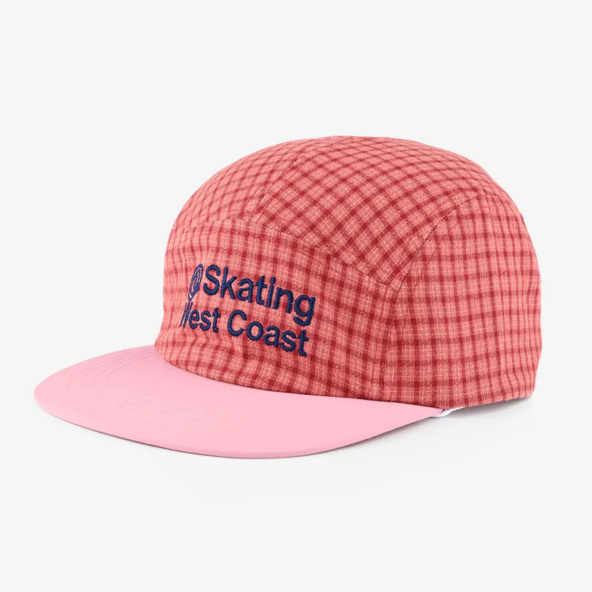 Cotton Baseball Cap Embroidered Plaid 5 Panel Hat Unisex