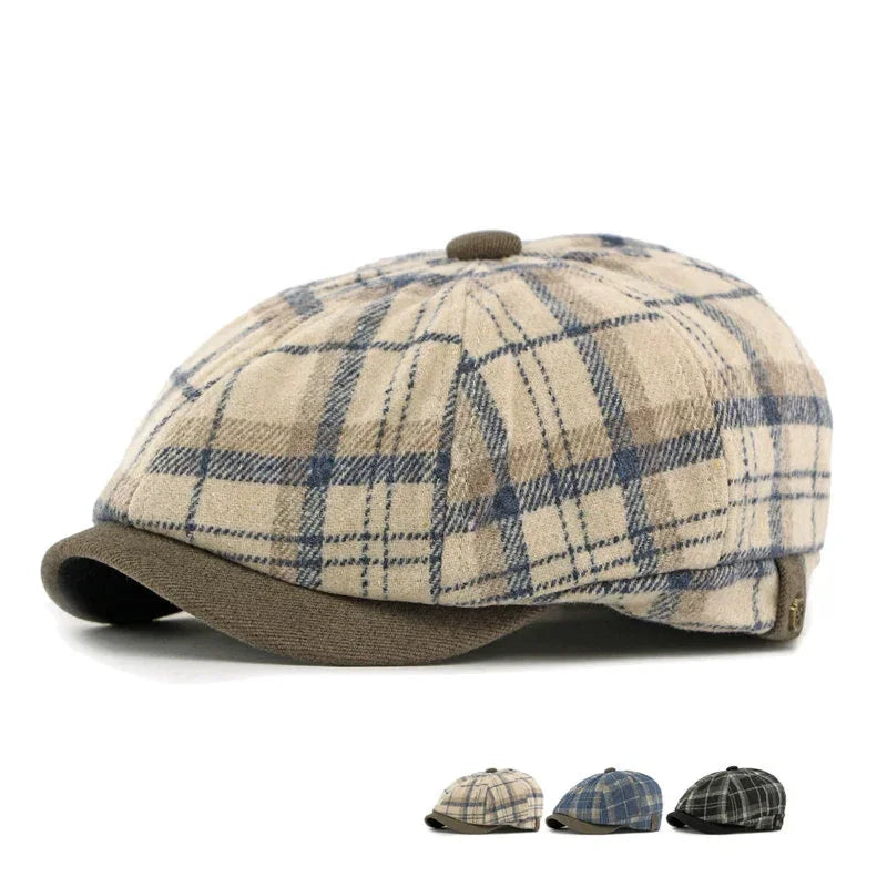Spring And Autumn Cotton Geometric Print Warm Newsboy Caps