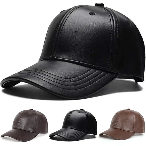 Unisex Solid Men Women Baseball Cap PU Leather Hip Hop Snapback Caps For Men Women Baseball Caps