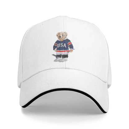 USA Hockey Gold Sandwich Hat Unisex, Sport Hats Golf Hats Adjustable