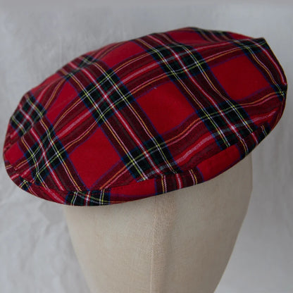 Classic Plaid Beret Hat Women Men Vintage Scottish Tartan Painter Cap