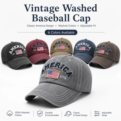 Vintage Washed Cotton Baseball Cap for Men Women
