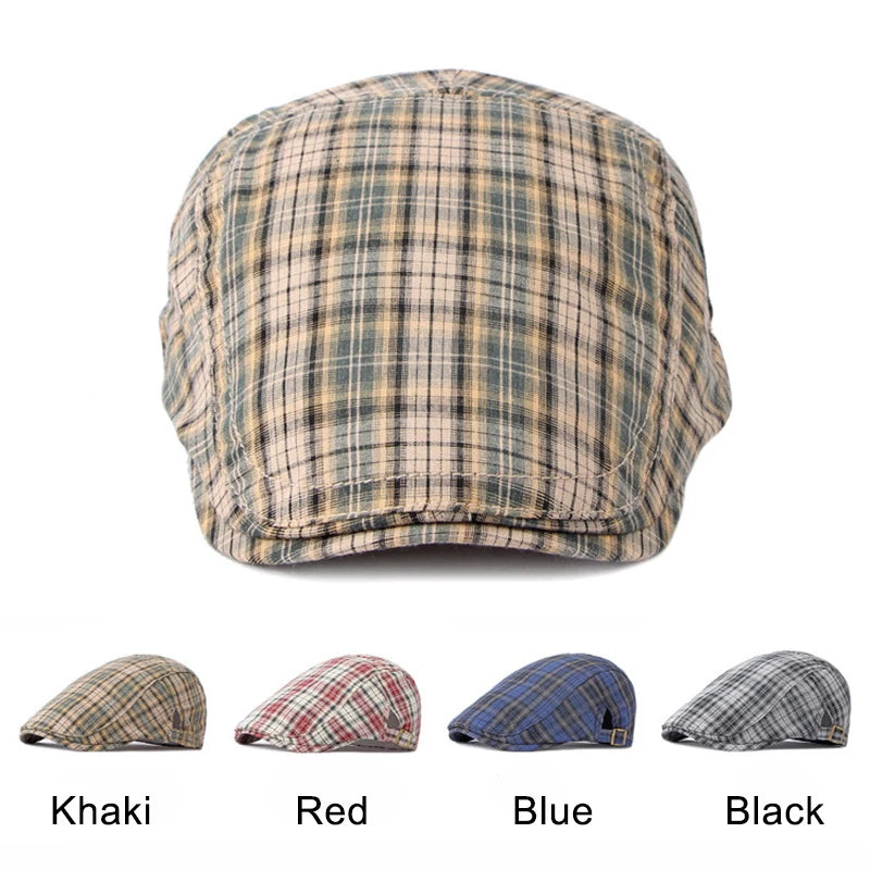 Casual Plaid Hats Men Berets Summer Herringbone Newsboy Cap