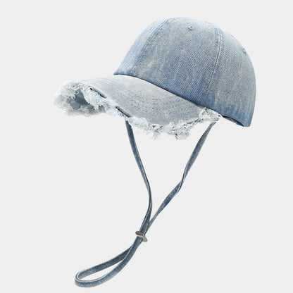 Solid Washed Denim Baseball Cap