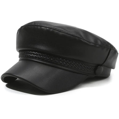 Spring And Autumn Versatile Beret Retro Flat Top Visor Small Face Black Painter Hat