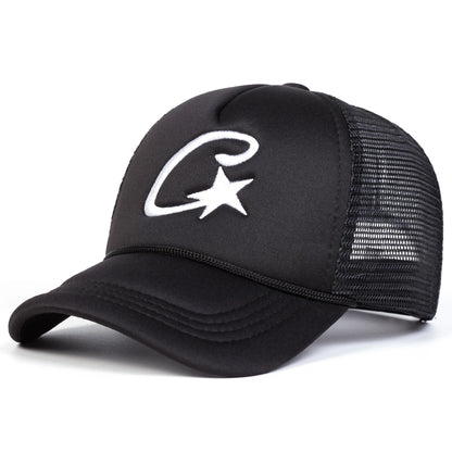 Unisex C Letter Pentagram Embroidery Baseball Net Caps Spring and Summer