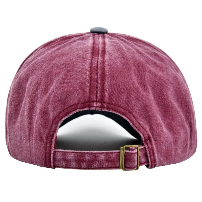 New Unisex Washed Cotton Cap Skull Print Distressed Baseball Cap