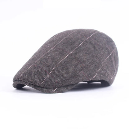 Herringbone Beret Men's Casual Peaked Cap British Women's