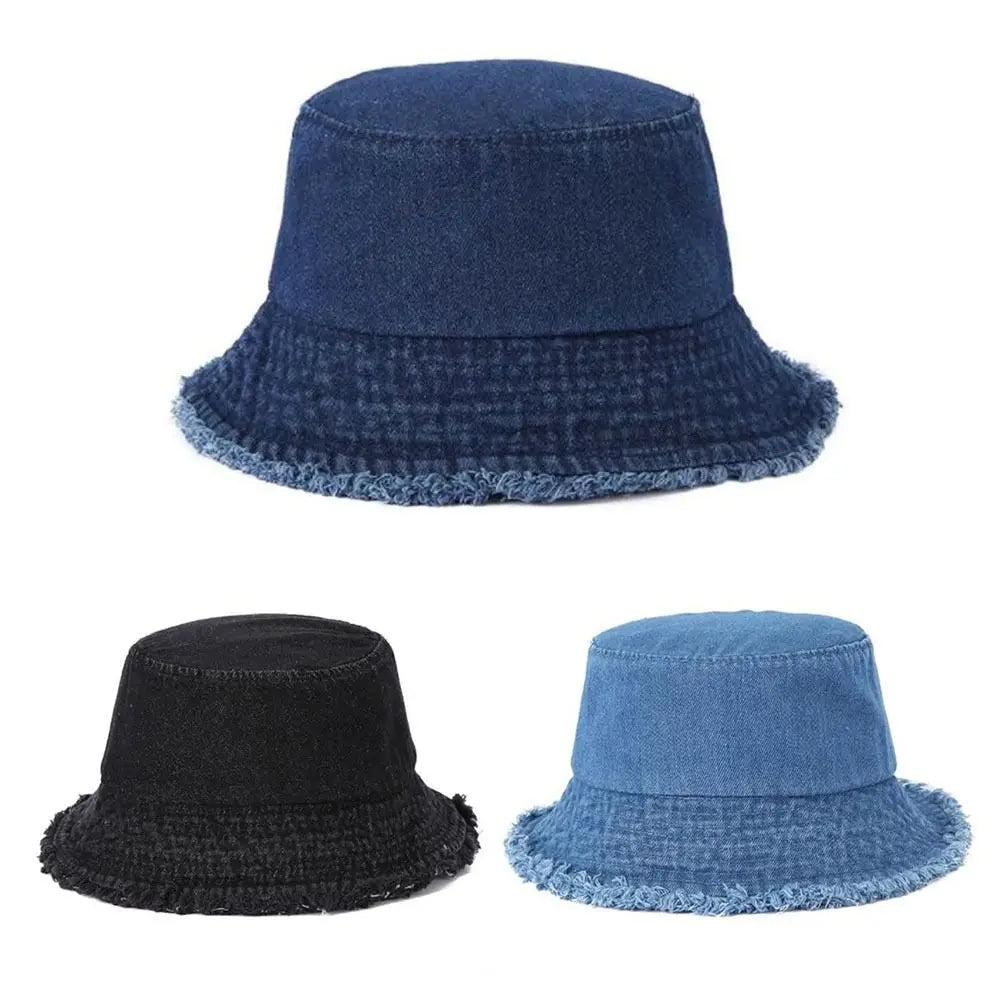 Style Denim Summer Sun Hat Foldable Cotton Reversible Fisherman Hat