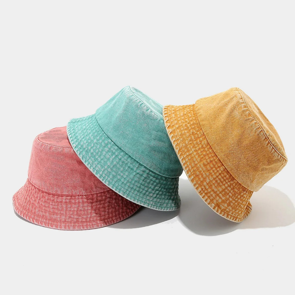 Candy Color Unisex Summer Washed Denim Bucket Hat