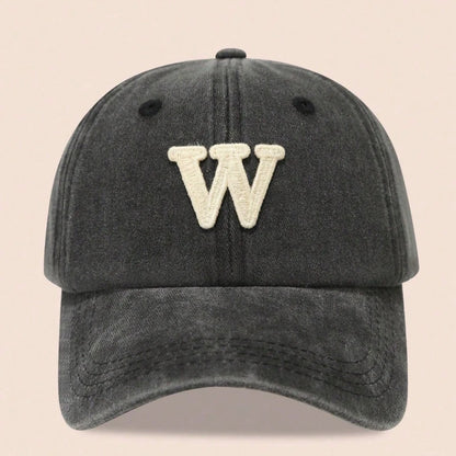 Washed Letter Embroidered Baseball Caps