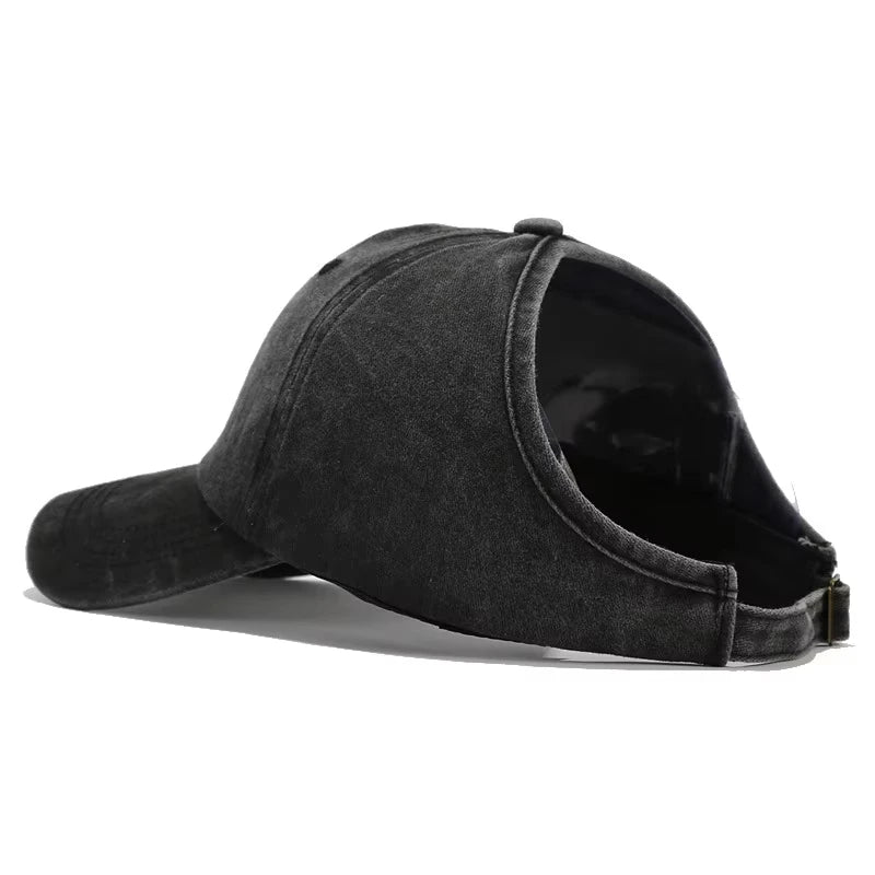 Retro Washed Little Heart Embroidered Ponytail Baseball Cap