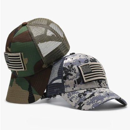 Camouflage Adjustable Breathable Sticker Embroidery Baseball Cap Mesh Hat Outdoor Sunscreen Cap ﻿