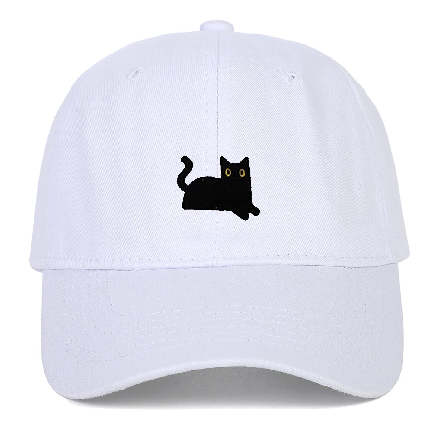 Cute Cat Embroidery Soft Top Baseball Cap Men and Women Summer
