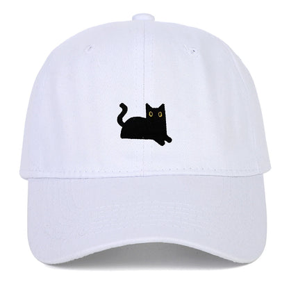Cute Cat Embroidery Soft Top Baseball Cap Men and Women Summer