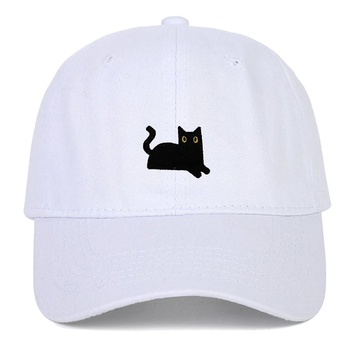 Cute Cat Embroidery Soft Top Baseball Cap Men and Women Summer