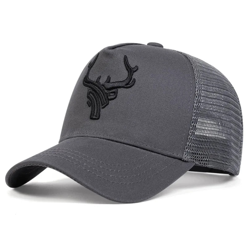 Unisex Animal Antlers Embroidery Baseball Net Caps Spring and Summer