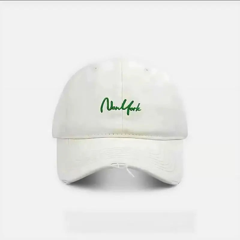 Distressed Perforated Duckbill Cap Cotton Baseball Cap