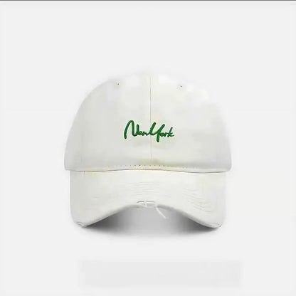 Distressed Perforated Duckbill Cap Cotton Baseball Cap