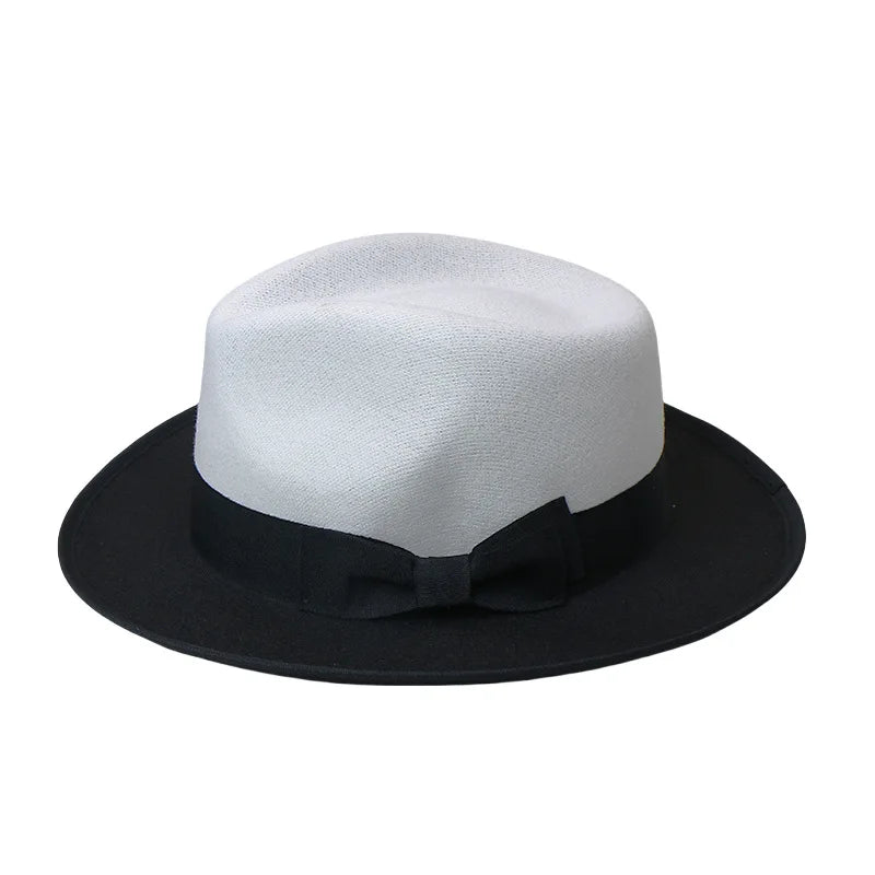 Men Women Wool Felt Fedora Hat Retro British Style Two Tone Jazz Cap