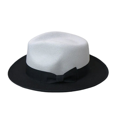 Men Women Wool Felt Fedora Hat Retro British Style Two Tone Jazz Cap