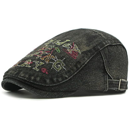 Vintage Artist Painter Beret Hat Male Female Adjustable Denim Beret Cap