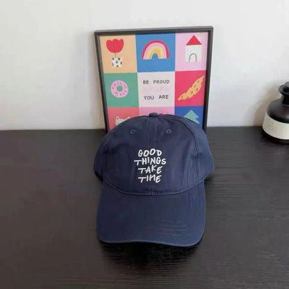 Spring Letter Embroidery Baseball Cap For Women All Season Versatile Soft Top Couple Sunshade Duckbill Cap