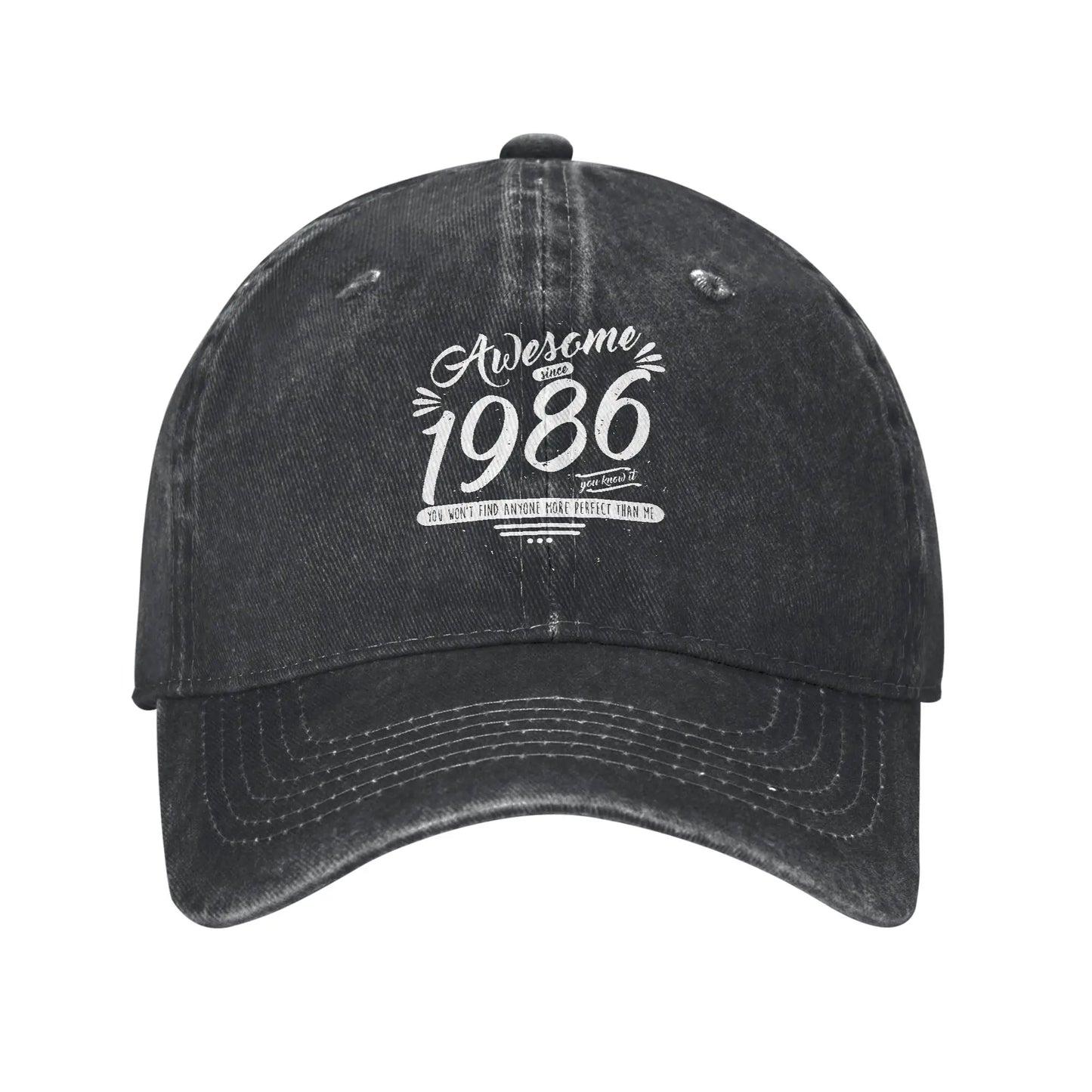 Unisex Vintage 1986 Birthday Year 40 years old  Printed Hats Vintage Distressed Denim  Baseball Cap
