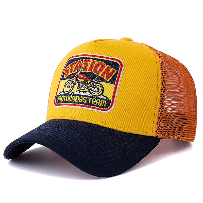 Unisex Mesh Classic Motorcycle Pattern Breathable Summer Baseball Cap