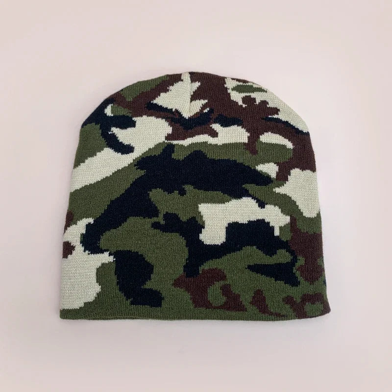 European Camouflage Knitted Hats Color Block