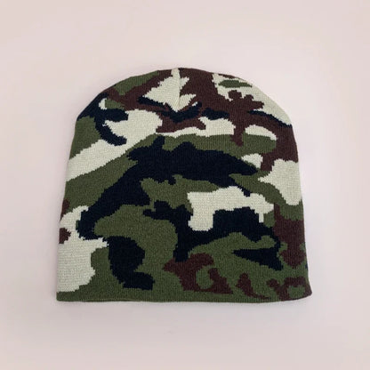European Camouflage Knitted Hats Color Block