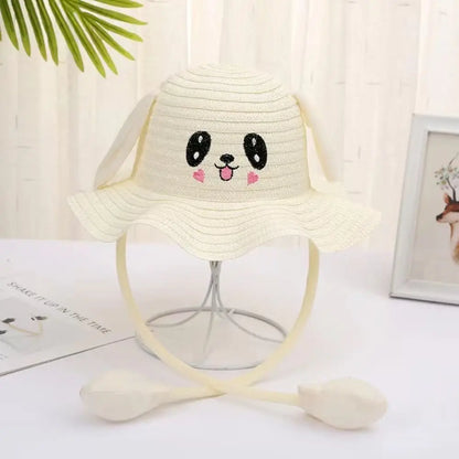 Sunscreen Rabbit Ear Sunshade Straw Hat UPF50+